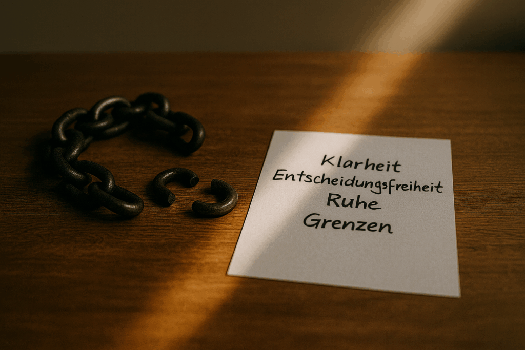 Eine gesprengte Kette und ein Zettel